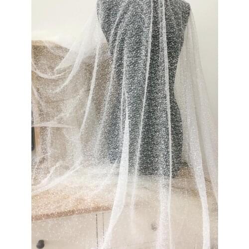 Beads Lace Fabric 135cm Width Dress Lace Fabric Bridal Lace Fabric Sequins Lace Fabric Sell By 1 Yard