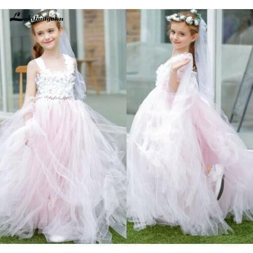 Lace Backless Cheap Flower Girl Dresses Baby Girl Birthday Party Christmas Communion Dresses Children Girl Party Dre