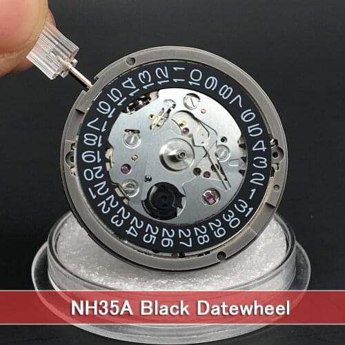 Seiko NH35A Mechanical Movement Black Datewheel 24 Jewels Automatic Self-winding Movt for Brand Wristwatch Genuine Replacements