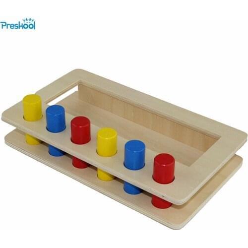 Montessori infant Toy Wood Tri-color cylinder insert box Learning Educational Preschool Training Brinquedos Juguets 24 months