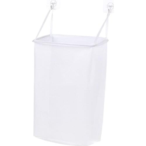Wall Hanging Laundry Basket with Adhesive Hook Mesh Clothes Folding Organizer N0PA