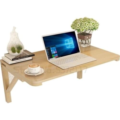 Wall folding table invisible solid wood double support wall table wall hanging computer learning table