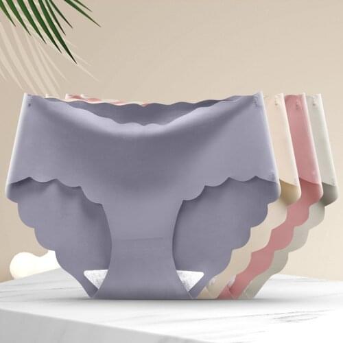Underwear women panties antibacterial cotton crotch Girly briefs ruffled ice silk thin ropa mujer plus size sexy lingerie bikini