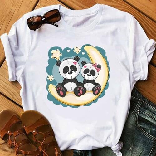 Newest Girl Clothes Fashion Short Sleeve Print T-shirt Summer girls Clothes Funny Kawaii Panda Cute Cartoon women TShirt