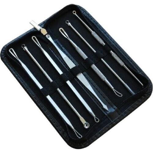 New 7 Stainless Steel Blackhead Remover Tool Kit Whitehead Pimple Spot Comedone Acne Extractor Remover Popper Face Tool Kit