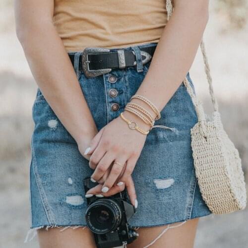 QUANCHI New Hand Woven Jewelry Friendship Bracelet Boho Silver Circle Pendant Color Thread String Rope Bracelets Pulseras Mujer