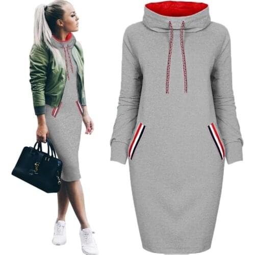 2018 autumn winter dress Long sleeve vestidos Casual party dresses vestido de festa women dress plus size High collar robe femme