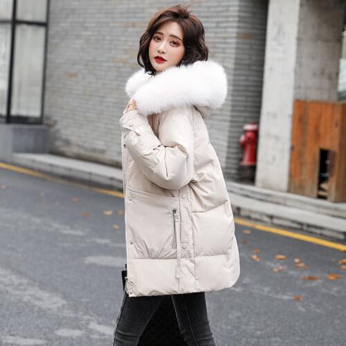 Overcoat Parka Winter Down Padded Jacket Women Mid-Length Thick Down Cotton Jacket Coat 2021 New Loose Casual Outwear Female