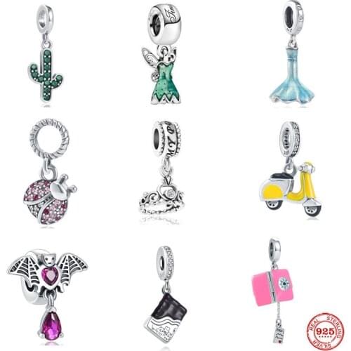 Fit Original Pandora Charms Bracelet 925 Sterling Silver Acactus Dress Dangle bead DIY Jewelry Making Berloque F049