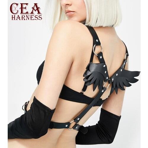 CEA.Harness Gothic Sexy Wing Harness Belt Bridal Garters Belts Womens Lingerie Sexy Body Garters Costumes Goth Punk Waist Belts