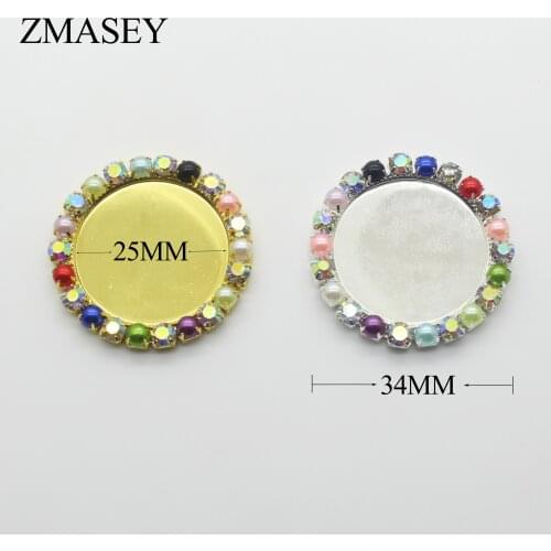 New mix color pearl buttons 10pcs wholesale 34mm Flatback tray bottle cap setting button DIY Decorative accessories