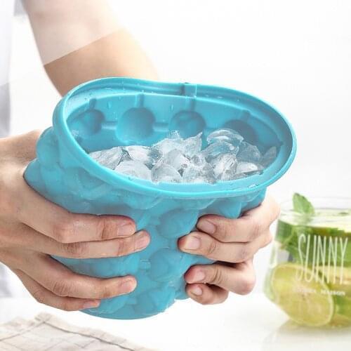 Silicone Ice Cube Maker Portable Ice Bucket Wine Cooler Beer Whiskey Freeze Cabinet Space Saving Kitchen Tools ice tray