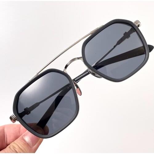New Style High Quality Chrome Large Oversize Frame Vintage Sunglasses HOTATION Mens Polygon Metal Womens Retro Glass VU400
