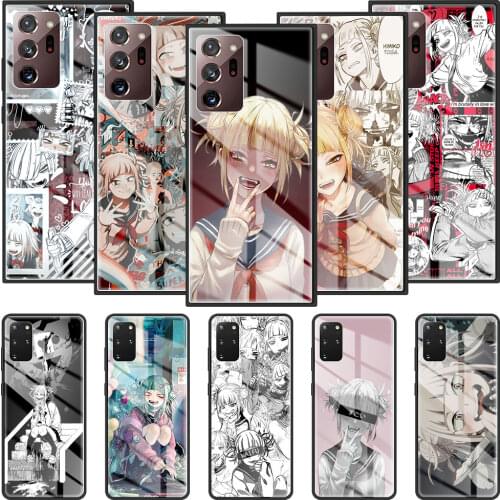 Glass Case for Samsung S20 FE S21 S10 S9 S8 Cover for Galaxy Note 20 Ultra 10 Plus 9 Tempered Coque Sac Himiko Toga Anime