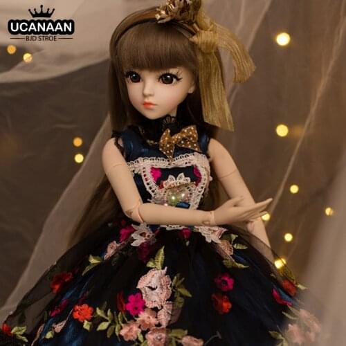 UCanaan 23.6'' BJD 1/3 SD Doll with 18 Ball Joints Clothes Outfit Shoes Wig Hair Makeup for Girls Gift and Dolls Collection