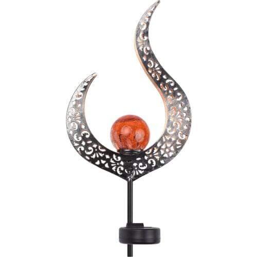 Outdoor SolarLights Landscape Pathway Lights Lawn Lamp Crackle Glass Globe Stake Metal Lamp Waterproof for Garden Lawn Courtyard