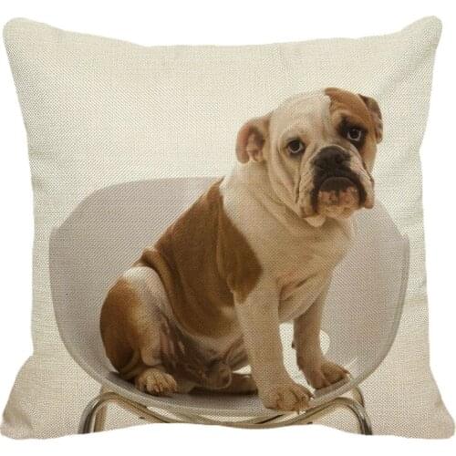 XUNYU 45cmx45m pet english bulldog new cotton linen comfortable cushion cover home sofa decoration hug pillowcase YH068
