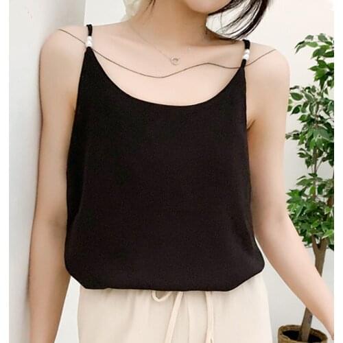 Womens Clothing 2020 Ladies Tops White Clothing for Women Chiffon Beading Solid Casual Black Top Blusas Femininas Shirts 0615