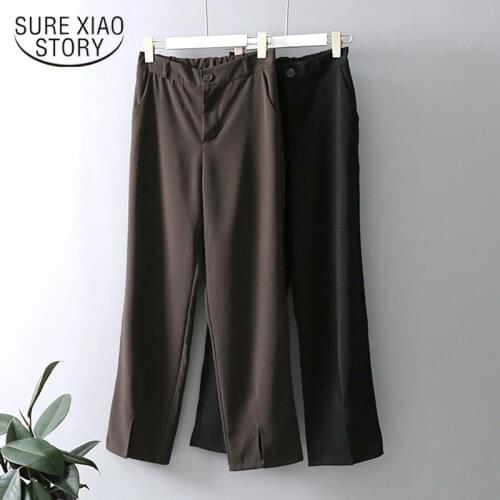 Autumn Fashion Streetwear Women Wide Leg Pants Korean Solid High Waist Womens Trousers Office Lady Straight Pants Women 11310