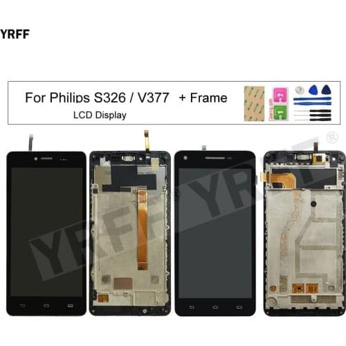 For Philips V377 S326 LCD Screens New LCD Display Touch Screen Digitizer Assembly Panel Sensor Phone Repair Sets Tools 3M Glue