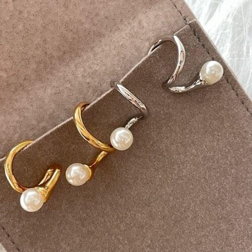 Gold and silver French design earrings womens advanced distorted geometric irregular earrings without ear holes