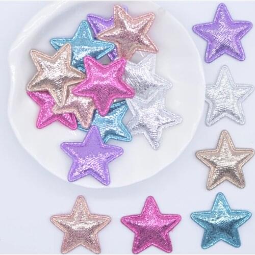 100Pcs 25mm Padded Glitter Cloth Heart Appliques for DIY Hat Clothes Sewing Patches Handmade Headwear Hair Clips Accessories