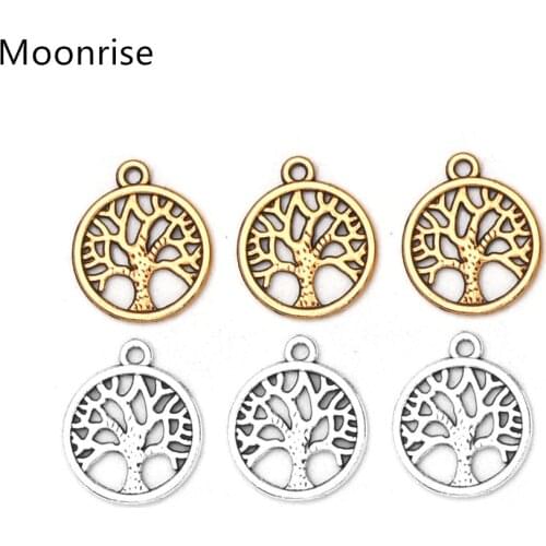 20Pcs Antique Gold /Silver Pendents Alloy Tree of Life Charms For Making Bracelet Necklace Craft Supplies 18x15mm