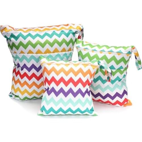 3 Pcs/Set Baby Printed Diaper Bag TPU Waterproof Nappy Double Zipper Handbag Stroller Carry Pack Travel Outdoor Wet Diaper