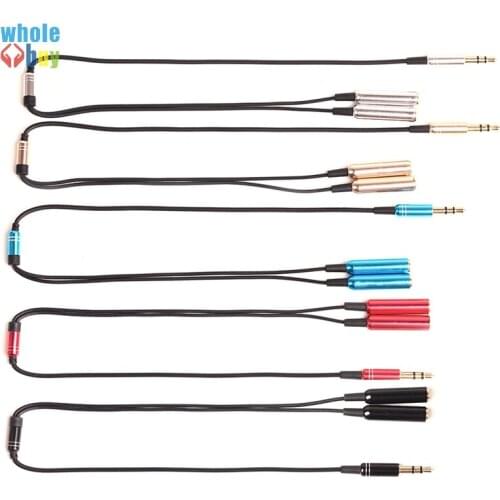 300pcs/lot 2 In 1 3.5 Mm Jack Aux Audio Cable 1 Male To 2 Female Wire Splitter Y Metal Extension Cable for Headphone Car Phone