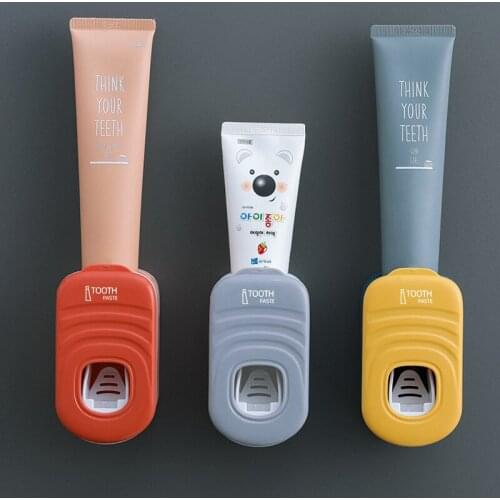 4 Colors Wall-mounted Automatic Toothpaste Squeezer Self-adhesive Toothbrush Holder Toothpaste Dispener Bathroom Accessories