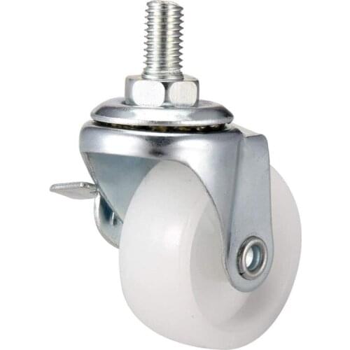 4PCS Mute White PP Universal Wheel TPE Splint Wheel With Brake Anti-Wrap Wheel For Crib Flower Stand Wooden Table Trash Can