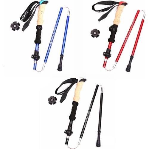 5-Section Telescopic Alloy Walking Stick Folding Lightweight Trekking Alpenstock Hiking Cane Pole for Outdoor Climbing Accessory