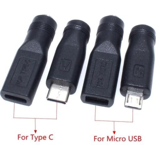 5V DC 5.5*2.1 Power Jack To Micro USB/ Type C Female DC 5.5mmx2.1mm Power Connector Adapter