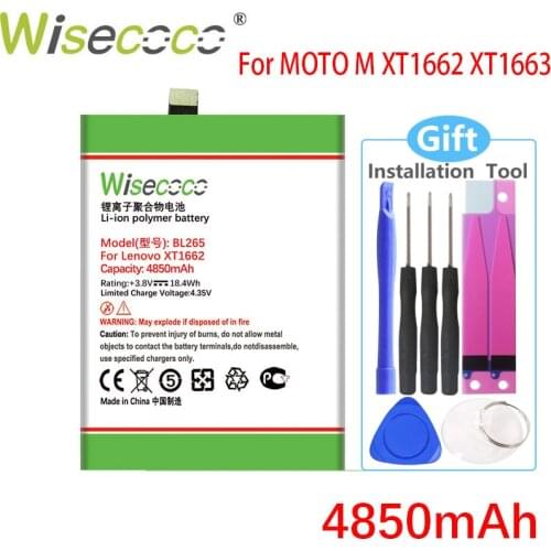 WISECOCO 4850mAh BL265 Battery For Lenovo XT1662 Battery For MOTO M XT1662 XT1663 Smart Phone Latest Production+Tracking Number