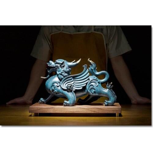 Large TOP art Collection high grade Home company living room bring wealth GOOD LUCK Royal Dragon PIXIU FENG SHUI brass statue