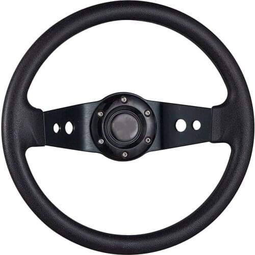 Rally Deep Dished 2-Spoke Car Steering Wheel 320mm Diameter Universal Aluminum Leather Effect