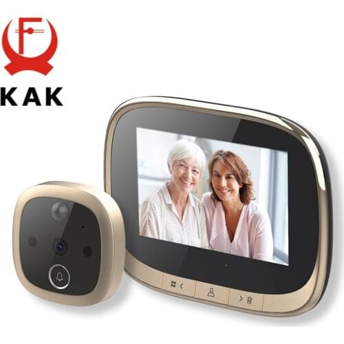 KAK 4.3 Inch Electronic Door Viewer Bell IR Night Door Camera Photo Video Record Digital Door Camera Smart Peephole Doorbell