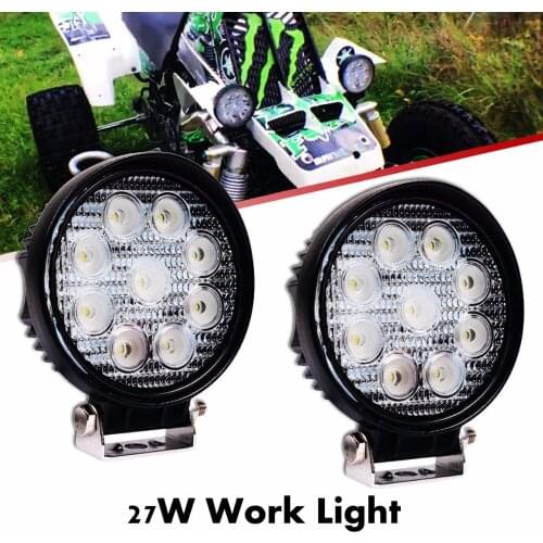 Fuleem 2PCS 4INCH White 6500K 27W Round LED WORK LIGHT BAR Flood Sopt OFFROAD DRIVING FOG LAMPS 12V 24V Waterproof