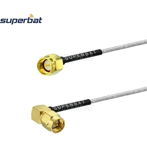 Superbat SMA Male Plug Straight to SMA Right Angle Plug Connector Coax Pigtail Antenna RG405 086 Cable 10cm for Wireless Radio