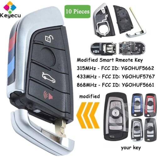 KEYECU CAS4 CAS4+ Modified Remote Key With 4 Buttons & 868MHz & PCF7953 Chip - FOB for BMW 5 7 Series F Chassis FCC: YGOHUF5661