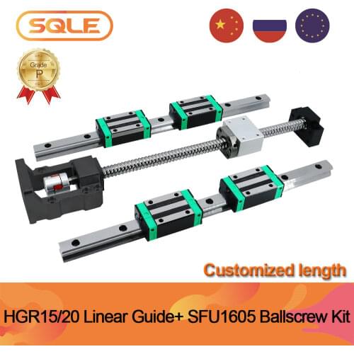 EU warehouse CNC guides kit linear guides HGR15 HGR20 + HGH15CA slides+ballscrew SFU1605 with support bearings+coupler for CNC