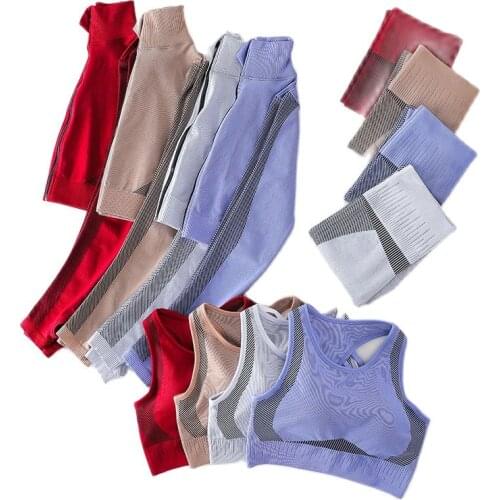 Yoga Sets Women Gym Clothes Long Sleeve Crop Top Seamless Leggings Sport Suit for Fitness Clothing Workout Gym Set Sport Type