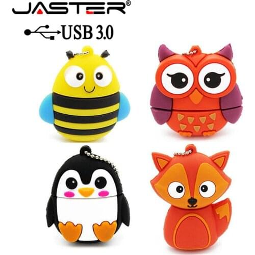 JASTER USB 3.0 lovely fox model usb flash drive animal pendrive cartoon 4gb 8gb 16gb 32gb 64GB pendrives landyard for keys bulk