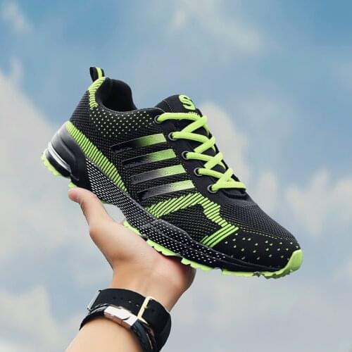 Unisex Running Shoes Green Breathable Athletic Shoes for Men 2021 Lightweight Sneakers Women Comfortable Sports Shoes for Male