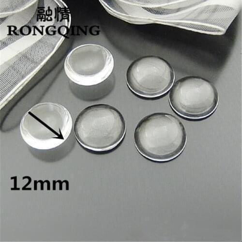 RONGQING 12MM 100pcs/lot Round Cabochon DIY Hand made Transparent Clear Glass Supplies Jewelry Accessories