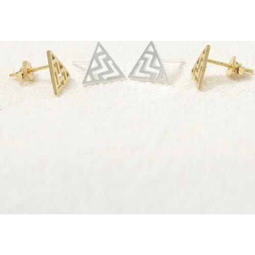 Fashion Triangular stud gold and stud earrings Hollow out Waves corrugated Design stud earring for women