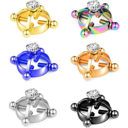 New style 316 stainless steel adjustable size zircon sexy breast ring human body non-porous breast ring