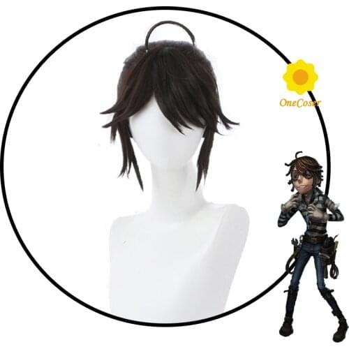 Luca Balsa Cosplay Wig Identity V Dark Brown Ponytail Hair Heat-resistant Fiber Hair + Wig Cap Party Halloween Role Play