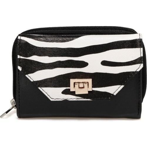 Siyah Beyaz ZEBRA Kadın Cüzdan