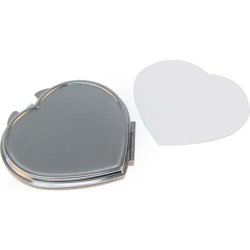Heart Shape Portable Folding Cosmetic Mirror Wedding Souvenir Gift Mirror DIY Kit Small Trail Order with Sublimation Plate